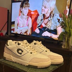 White Sneakers with green Coach logo